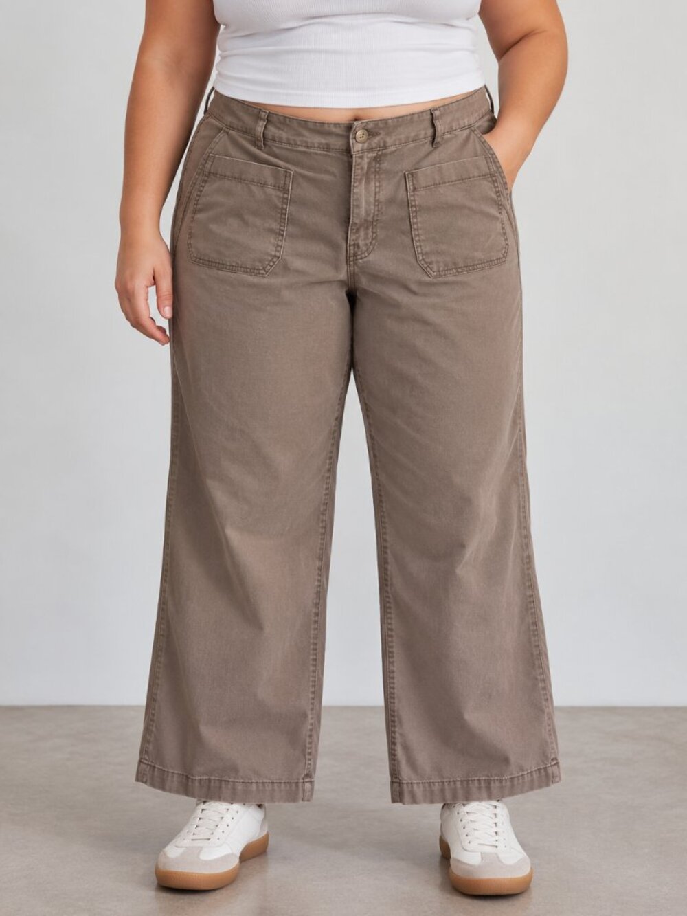 Cato EST 1946 Denim Women’s 18W Taupe Wide Leg Pants Patch Pockets